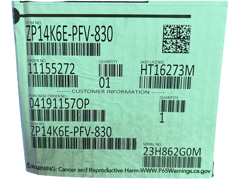 Copeland, Scroll, Compressor, ZP14K6E-PFV-830, 14700-20200 BTU, 1PH