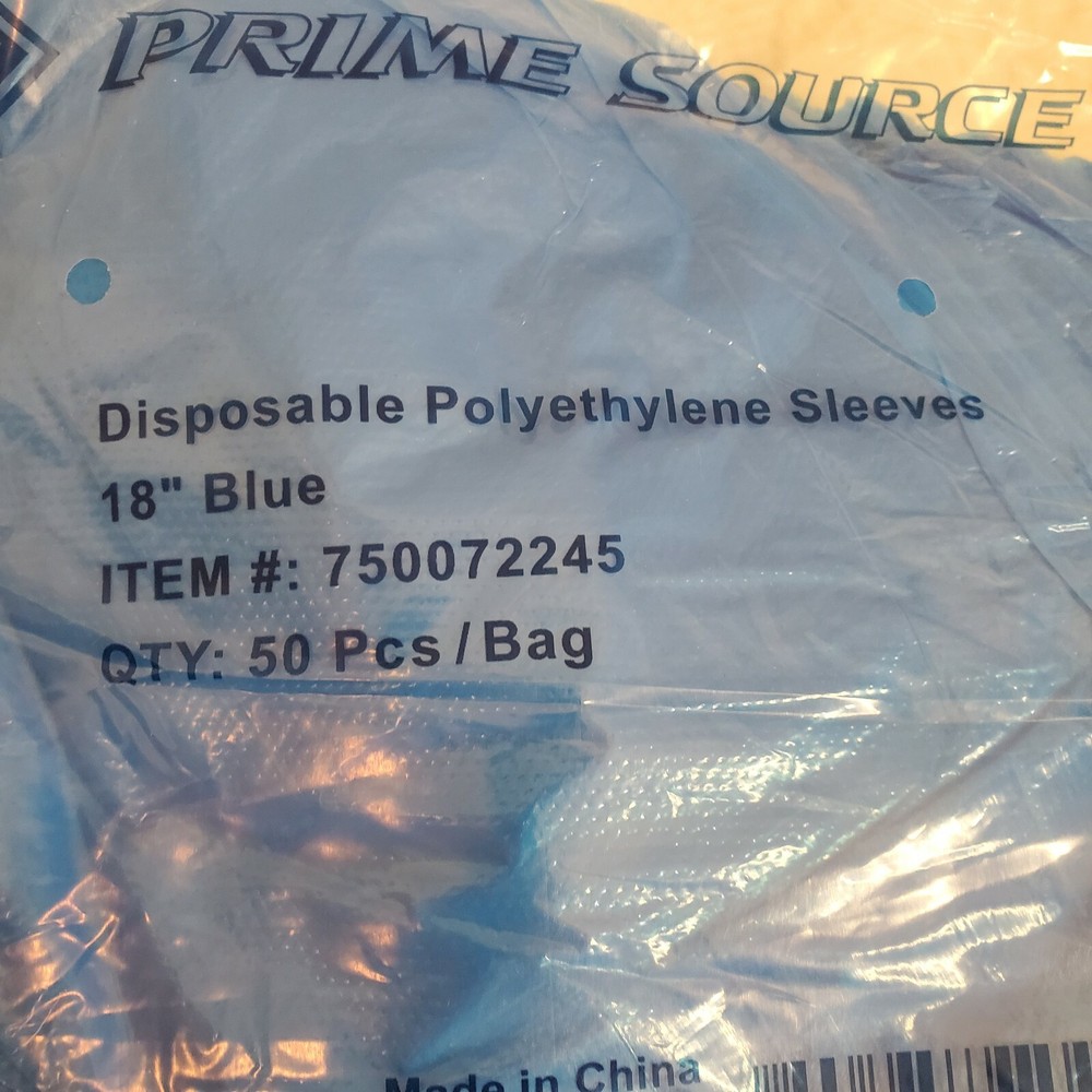 50 Per Pack Prime Source Disposable Polyethylene Protective Sleeves 18" Blue