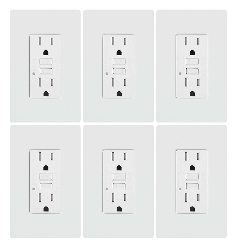 gfci outlet 15 amp Self testing Tamper Resistant Receptacle White 6pack