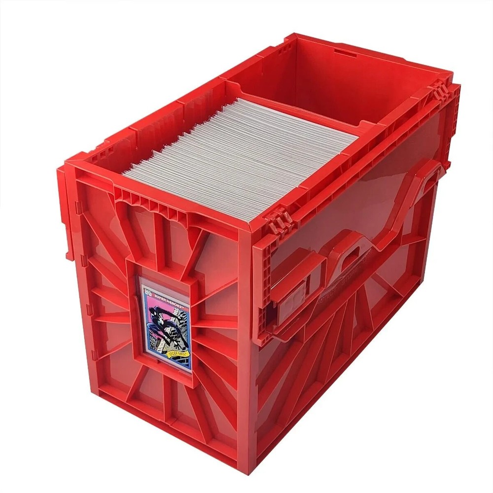 BCW Short Plastic Comic Book Bin Box Heavy Duty with Lid Red - **FIVE PACK**