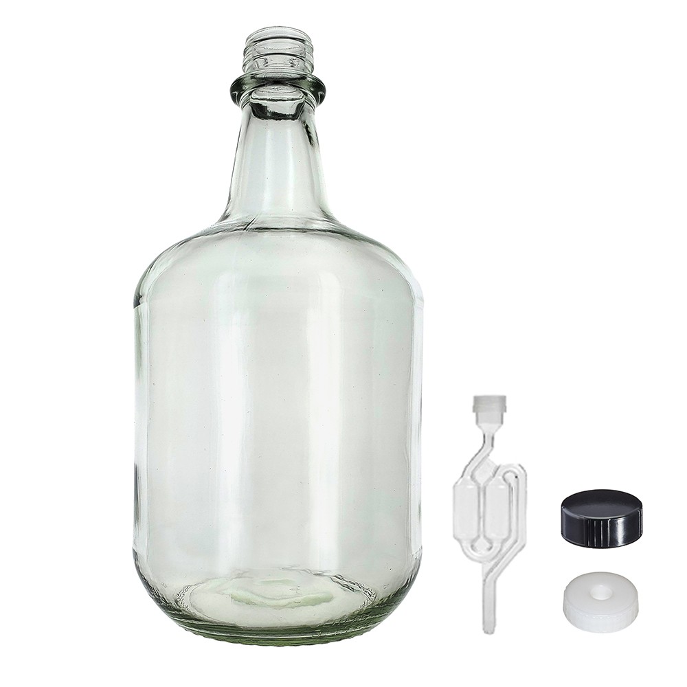 3L Jug Flint - White Cap with Hole, Twin Bubble Airlock, and Polyseal Cap