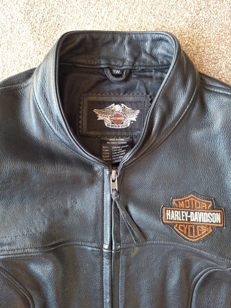 Harley Davidson motorcycle leather jacket size L (1W)