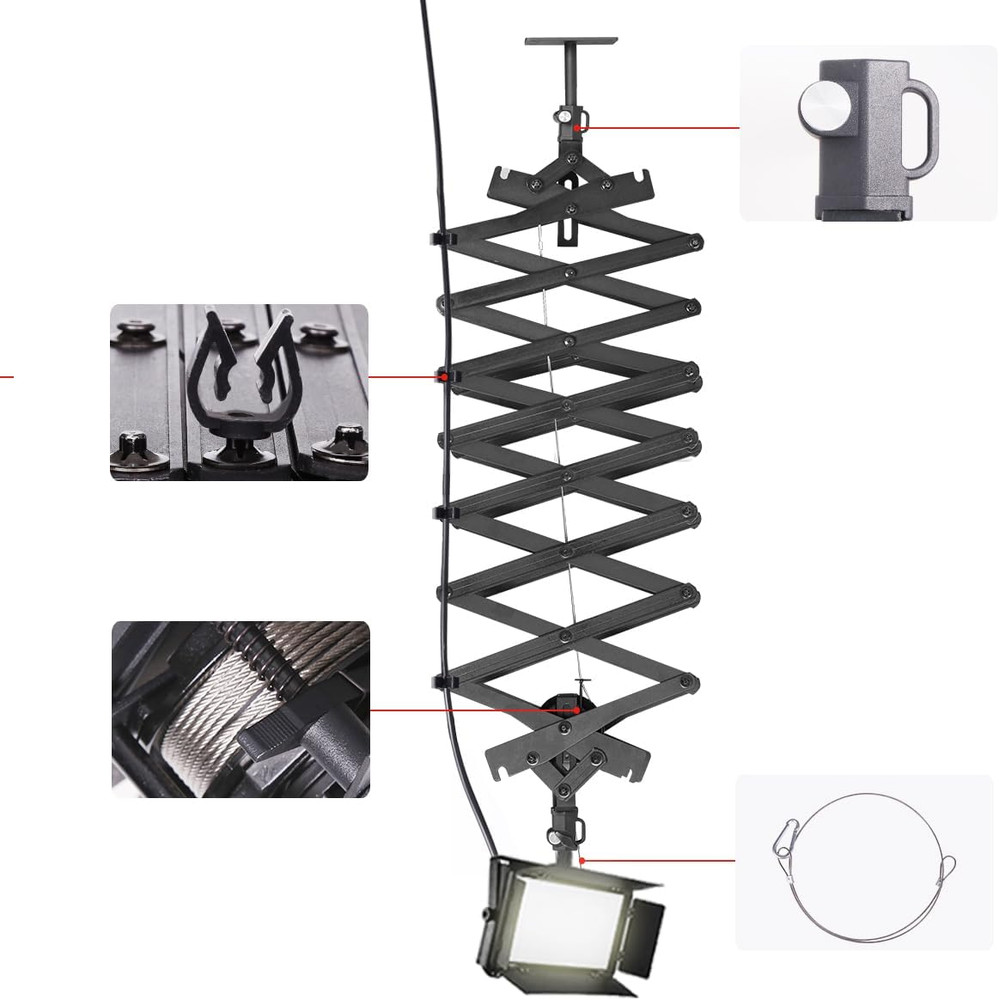 2Packs 2M/78.7Inch Drop Pantograph for Studio Ceiling Rail System Pantograph