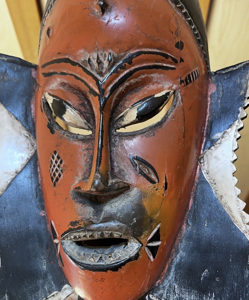 Vintage Tribal Guro Horned Mask