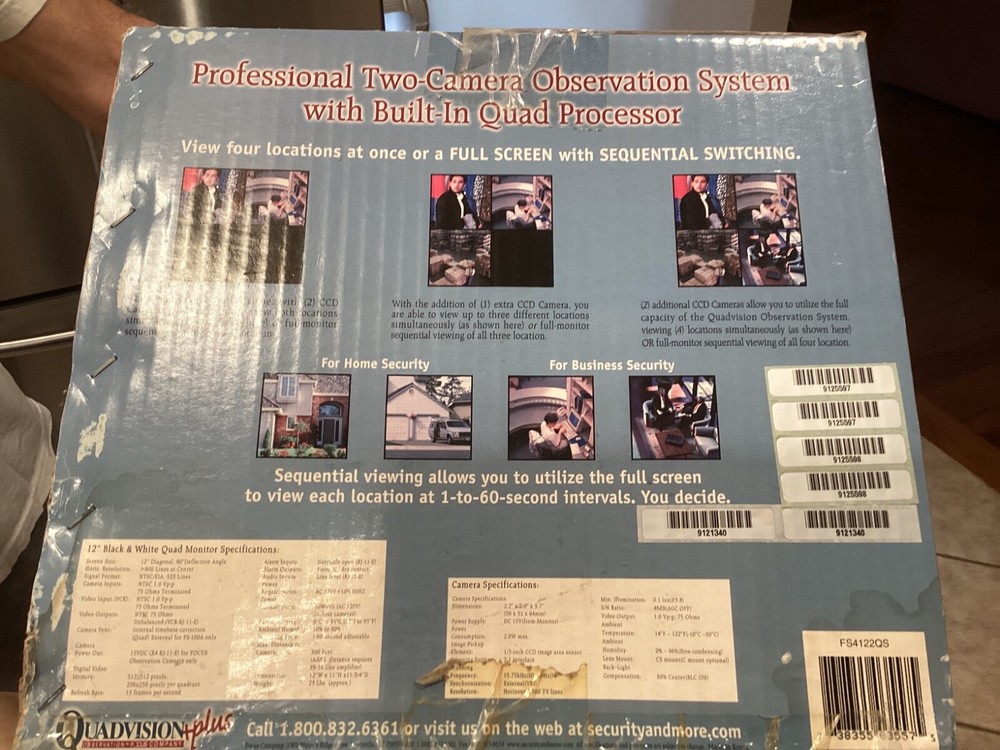 Vintage Quadvision Plus 12” Focus Quad Observation System Screen & Camera NIB