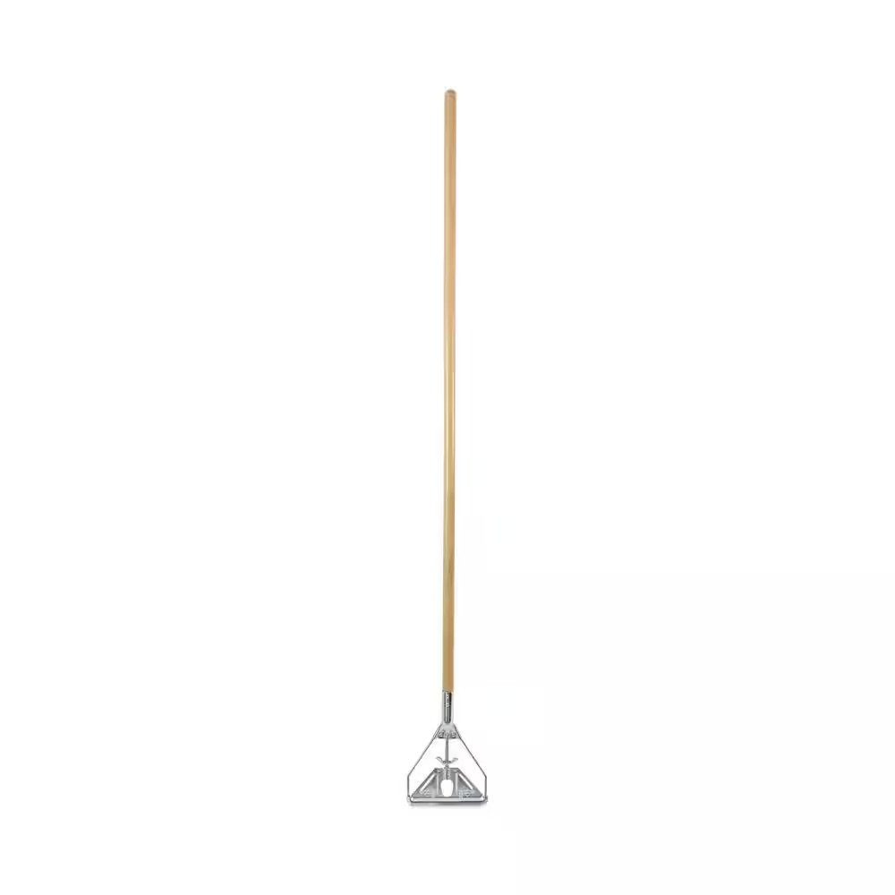 Wood String Mop Handle with Screw Clamp Metal Head, 62 In.
