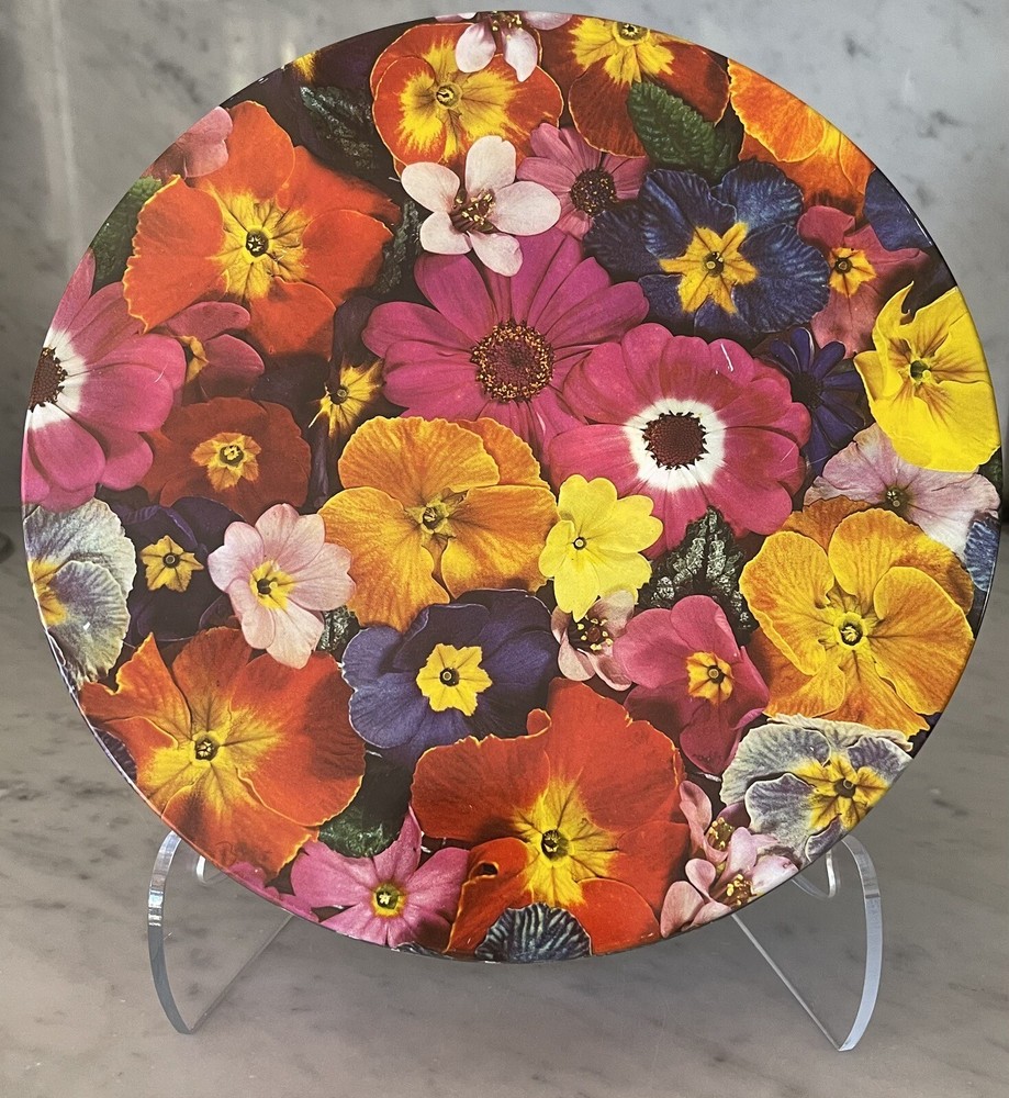 Vintage Bright Spring Floral Tin - 10" Diameter - Made in England