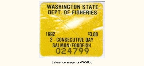 HALFPRICEFISH Washington Salmon Stamp 1992 $3.00, 2-Day