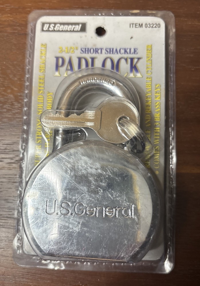 Padlock US General 2-1/2" short shackle padlock super strong 3 keys new