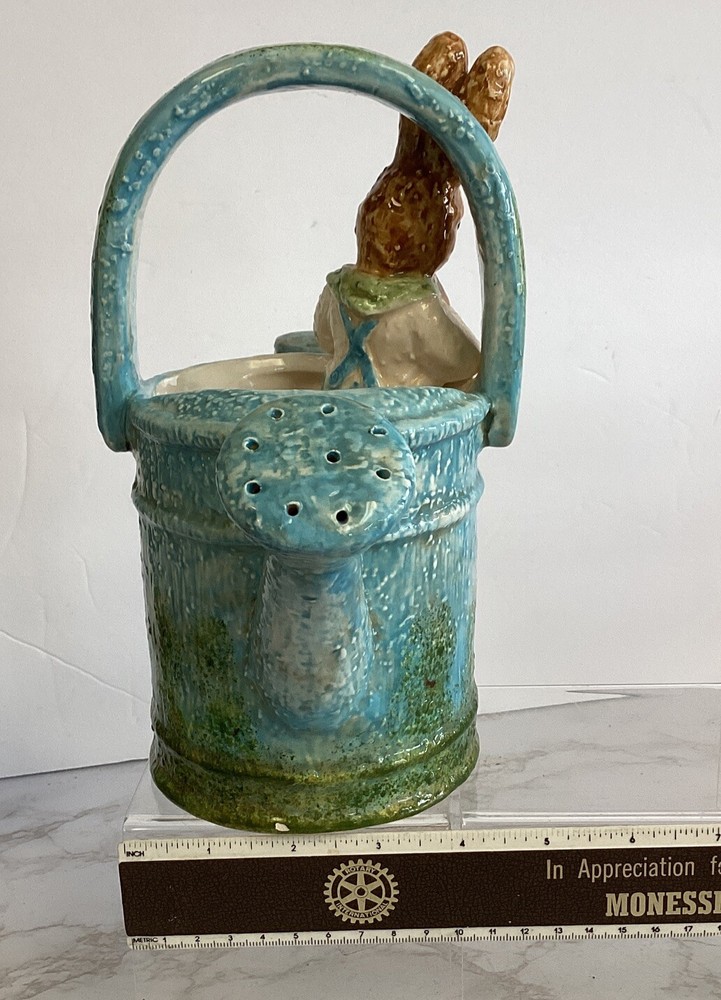 Ceramic Watering Can With Peeping Bunny In Excellent Condition.