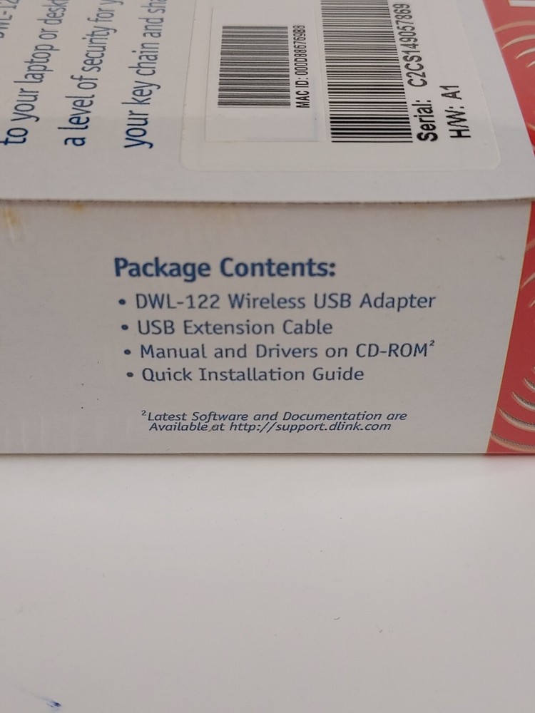 D-link Air Wireless Network- USB Adapter 802.11b DWL-122 New