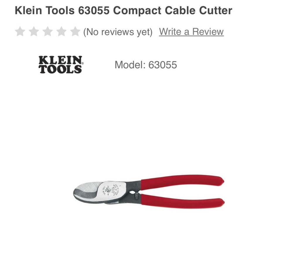 Klein Tools 63055 - 8" Long Compact Cable Cutter Pliers