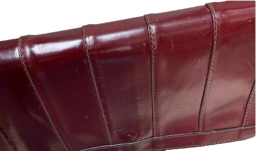 Vintage Rare Michael Rome Ruby Red High Gloss Eel Leather Crossbody 8x6x2