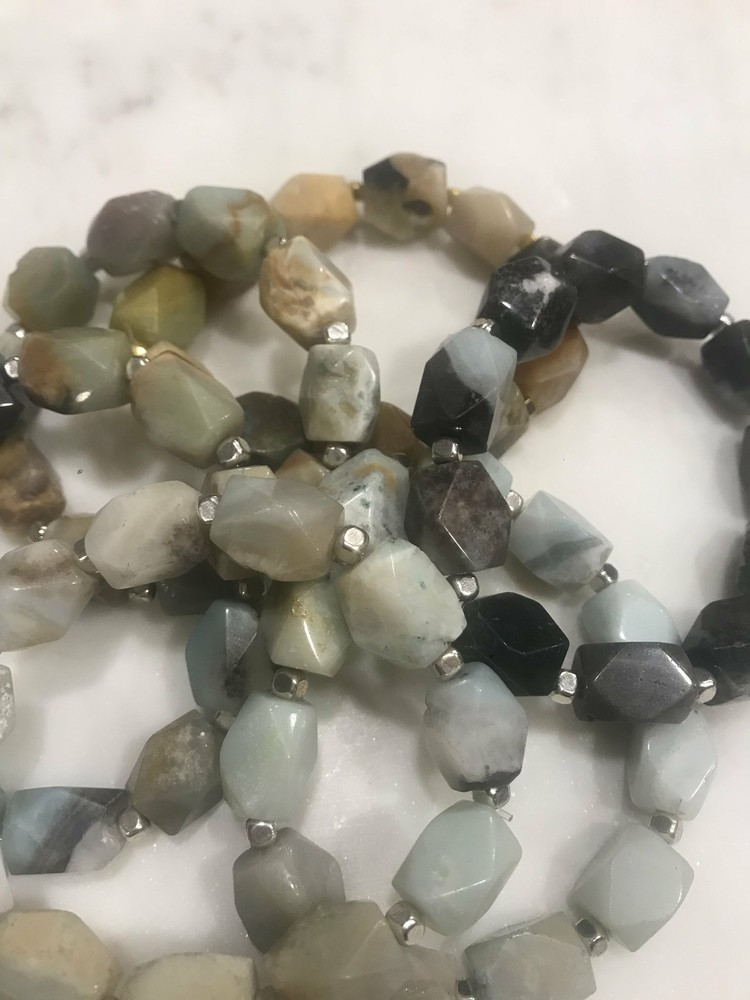 Amazonite barrel bead bracelet