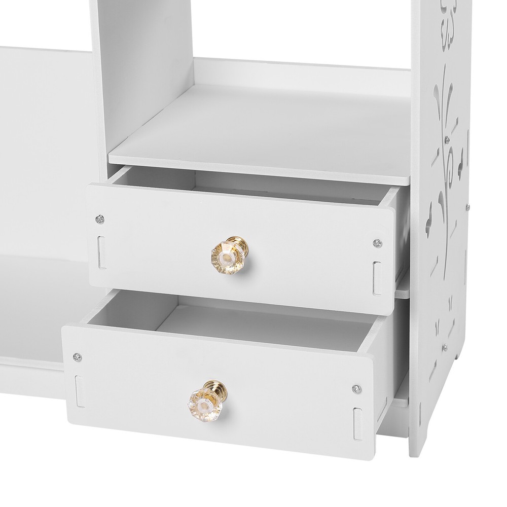 Wall Mounted Bathroom Cabinet Storage 2 Drawers Cupboard Organizer White