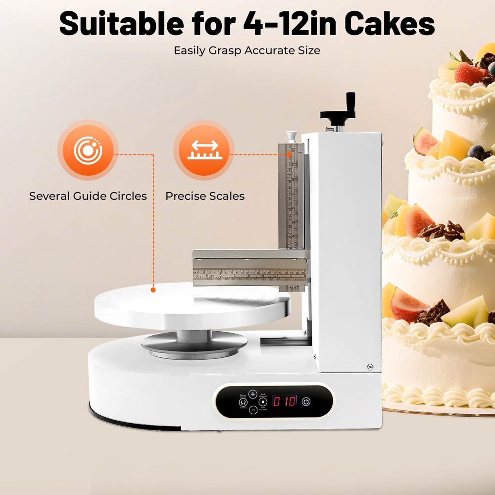Display Smooth Cream Adjustable 4-12'' Birthday Cake Decorating Machine White