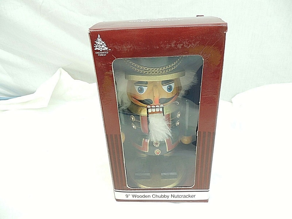 9" WOODEN CHUBBY NUTCRACKER, ENCHANTED FOREST