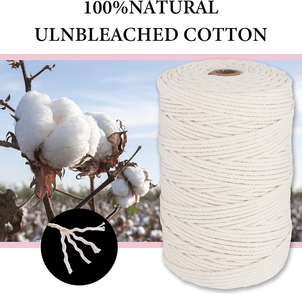 Beginners-219 Yards(657 Feet-3mm) 7 Easy Macrame DIY Projects Book-Starter