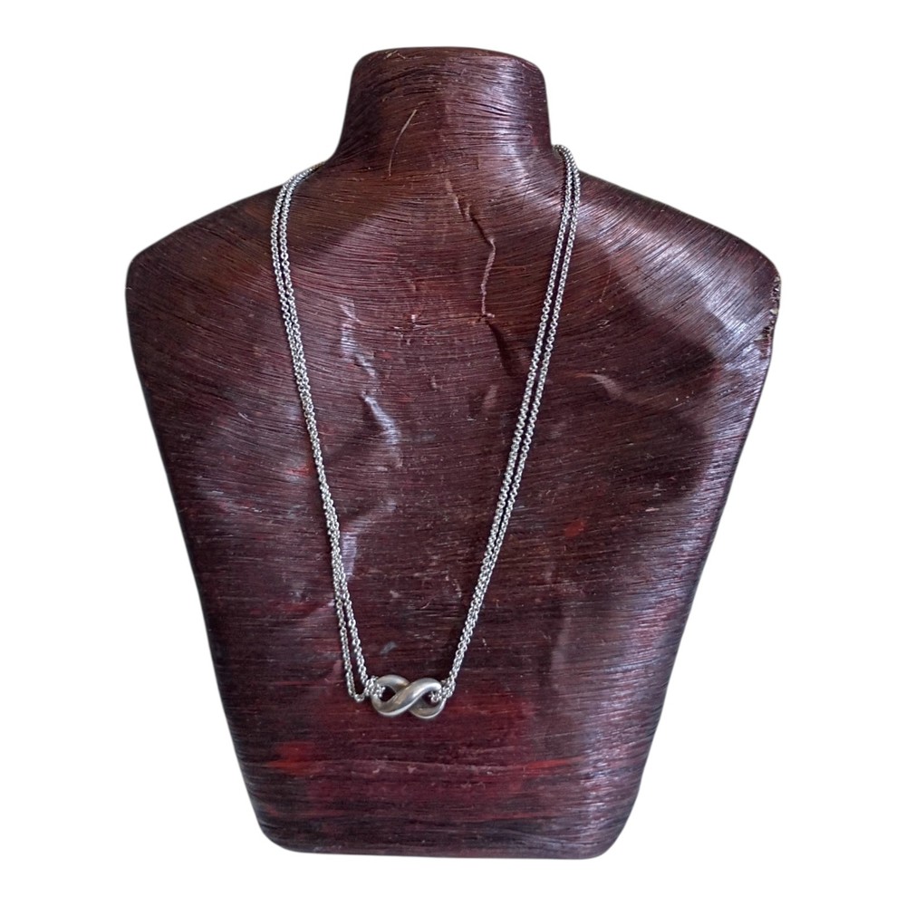 Authentic Tiffany & Co. Infinity Double Chain Necklace 15"⅝ Sterling Silver