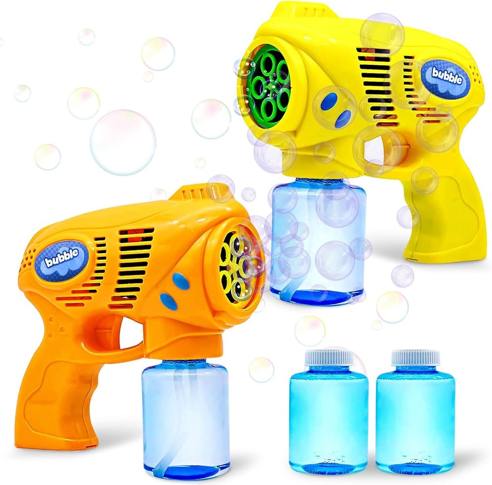 JOYIN 2 Bubble Guns with 2 Refill Solution (10 oz Total), Bubbles Maker, Blower