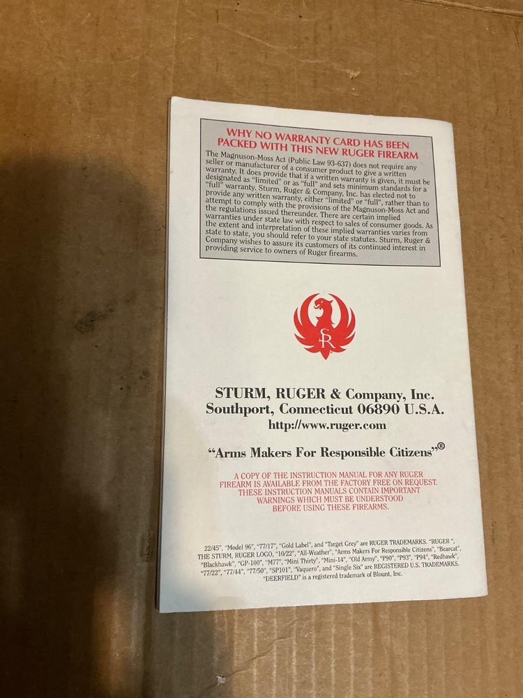 Used Ruger Mark ll Autoloading Pistols Standard, Target && Instruction Manual