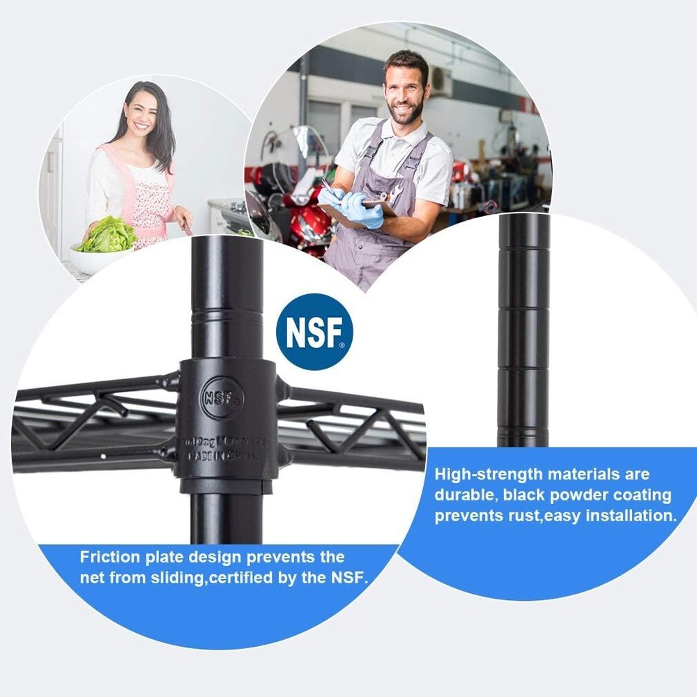 4 Tier Shelving Unit NSF Wire Shelving Shelving Organizer 1000 Load Capacity