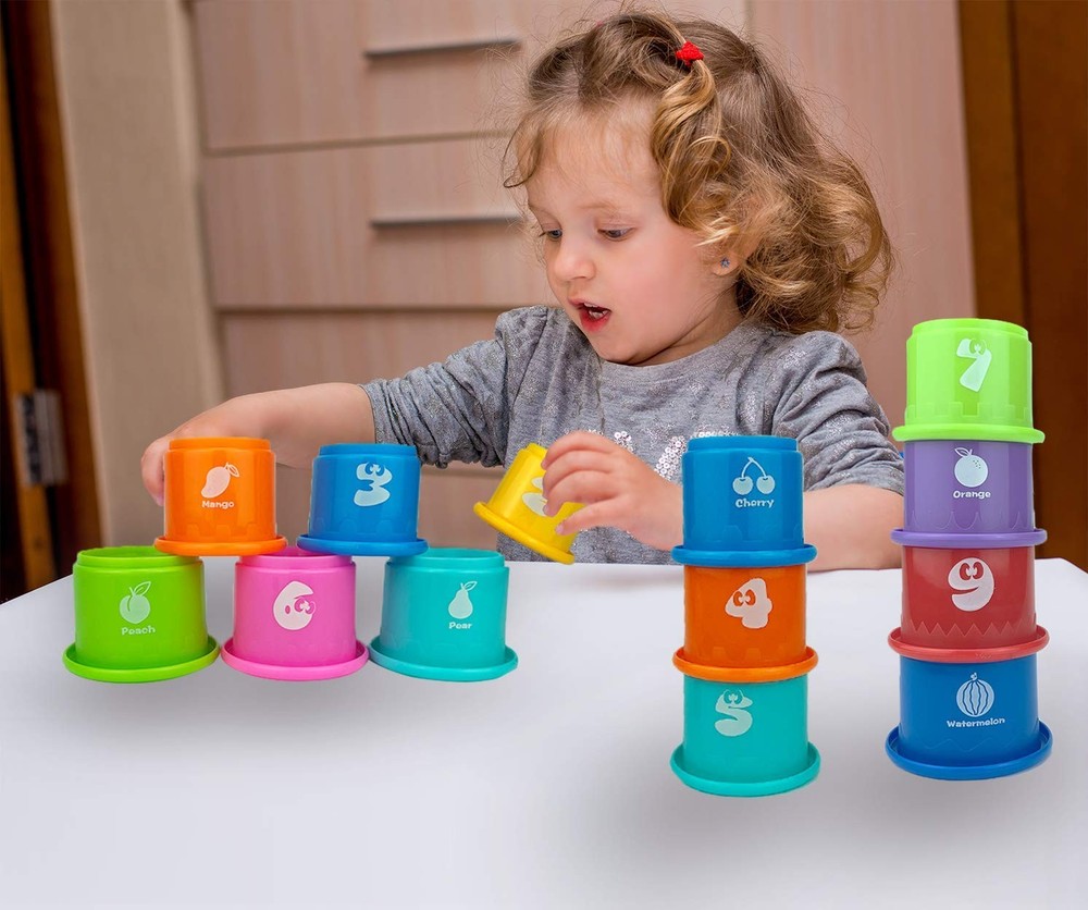 Ella Dream 17 PCs Multicolor Nesting and Stacking Cups Set, Small,