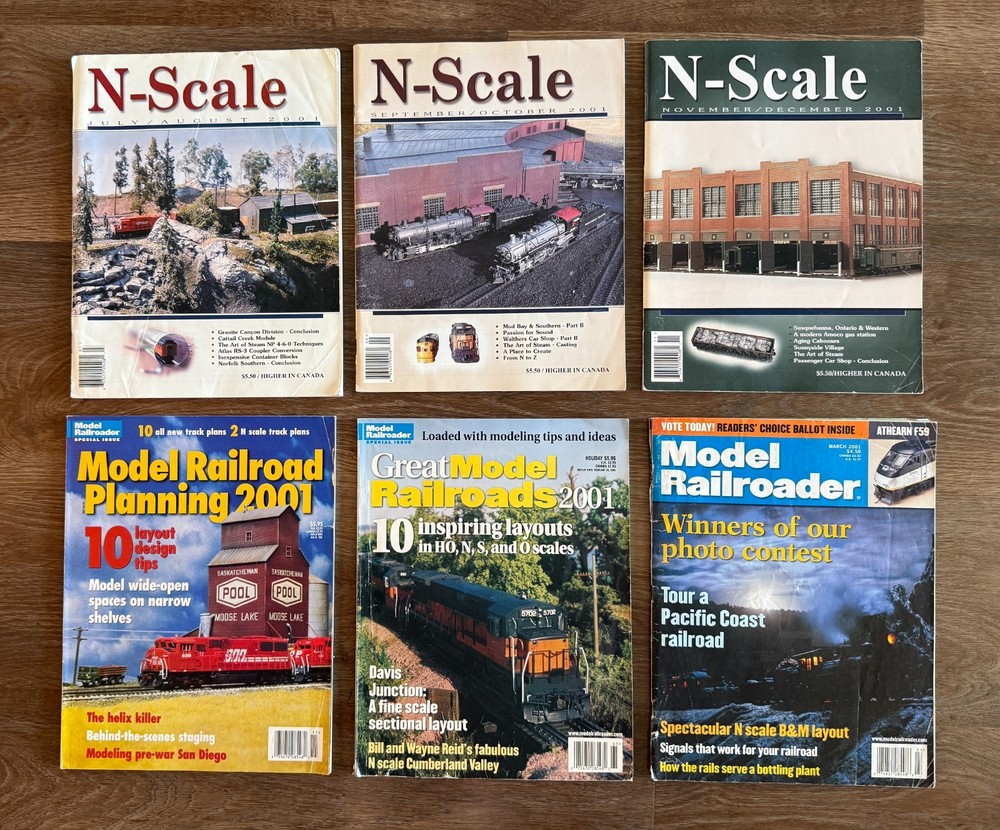N-Scale Model Railroad Magazine Lot (2001) + Model Railroader Special Issues