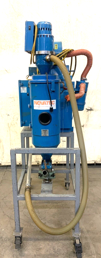 NOVATEC HOPPER W/ ROLLING STAND & DESICCANT DRYER W/ DISPLAY CONTROL PANEL