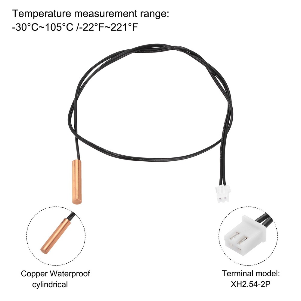 15K NTC Thermal Sensor Probe, 19.7" Cylindrical Sensitive Temp Sensor