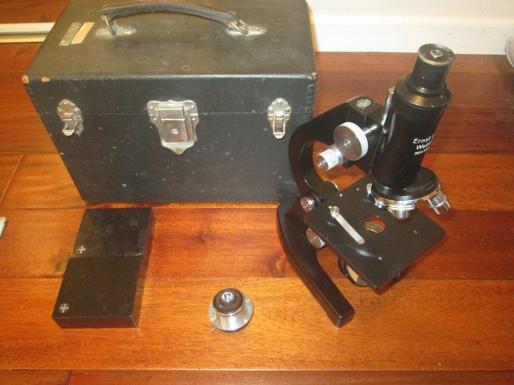 ERNST LEITZ WETZLAR MONOCULAR MICROSCOPE GREAT COND. MADE IN GERMANY