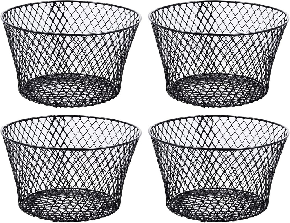 (4) Small Metal Rectangular Oval & round Wire Baskets with or without Handles