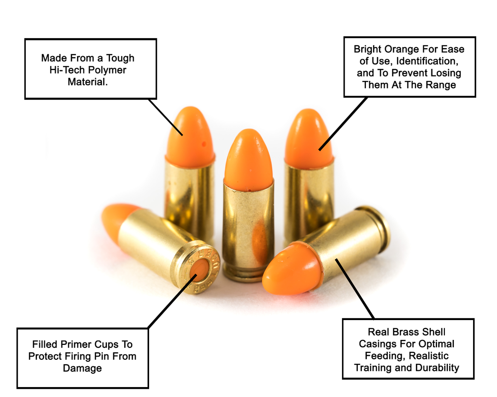 9mm Dummy Ammo Training Inert Snap Cap Rounds 5 Pack