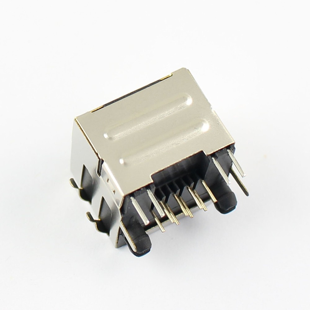 5Pcs RJ45 8P8C 8 Pin Shielded PCB Mount Network Socket Connector With LED