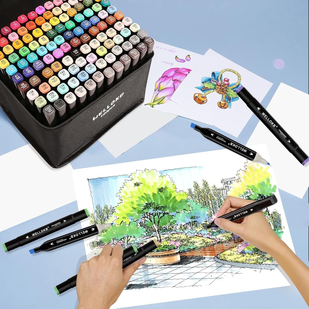 Alcohol Markers Set, 60 colors Based Dual Tip, Broad and Brush Tip...