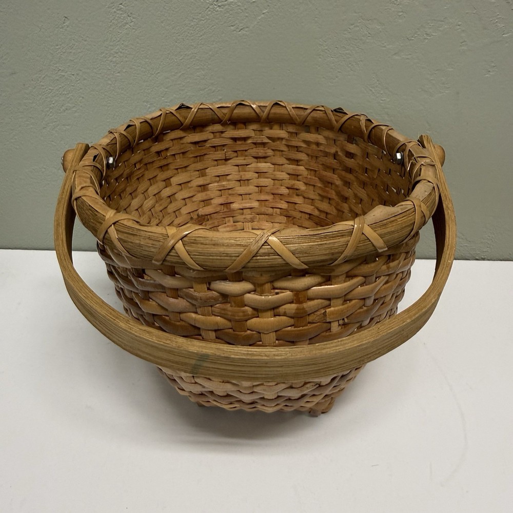 Oblong Wicker Basket With Handle Great Condition