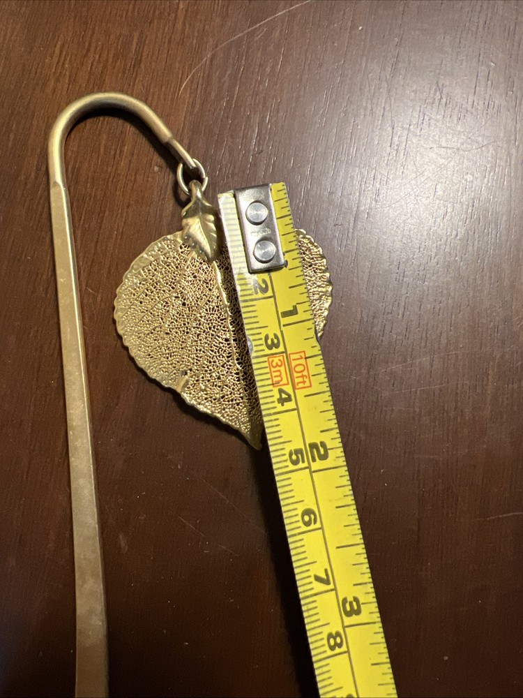 Gold Tone Leaf Bookmark, 6”