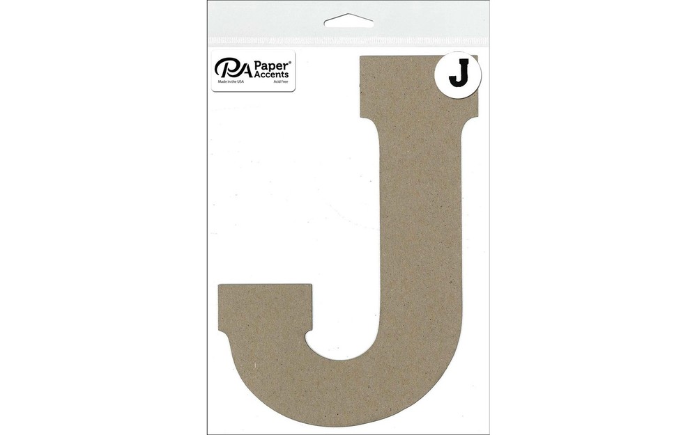 Chipboard Letter 8" J 1pc Natural