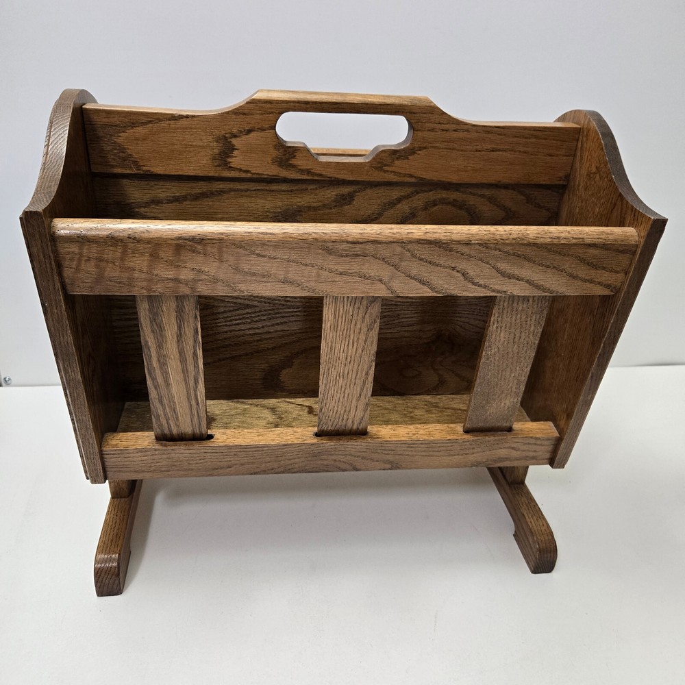 Vintage Solid Oak Magazine Rack  Excellent Condition Wood