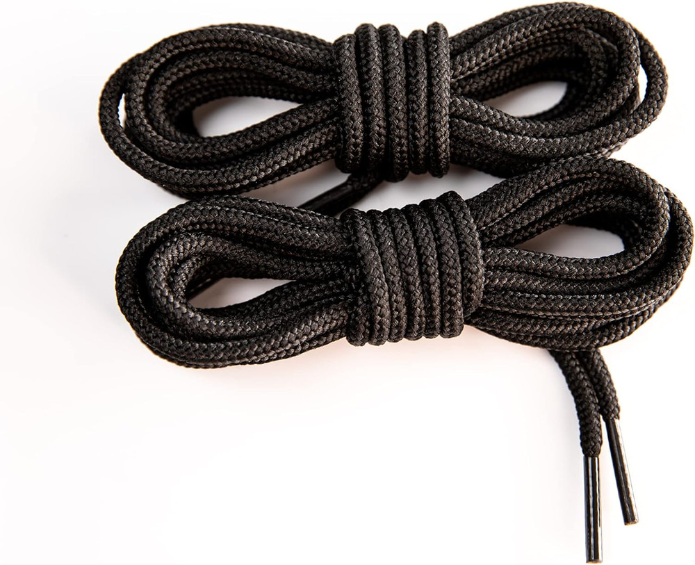 Boot Laces Industrial Strength Black Waxed round 1 Pair