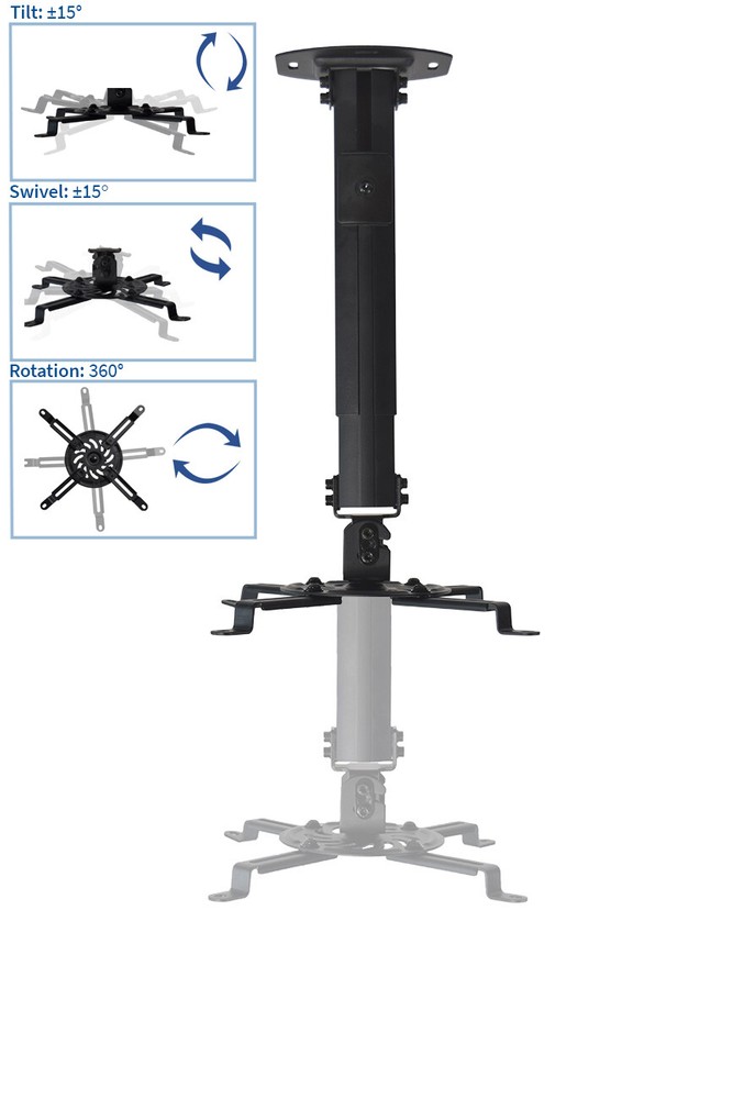 VIVO Universal Extended Ceiling Projector Mount | Height Adjustable (Black)