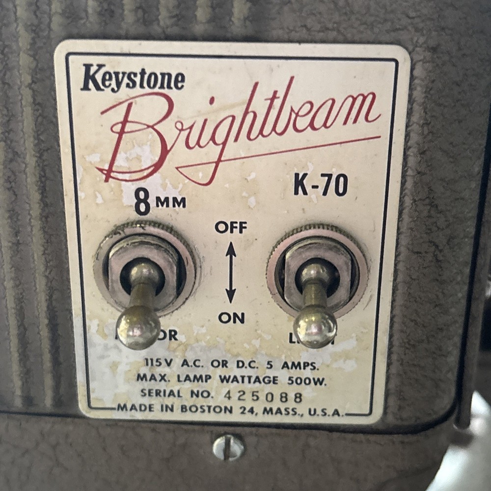 Vintage Keystone Brightbeam K-70 Projector w Case 8mm Untested