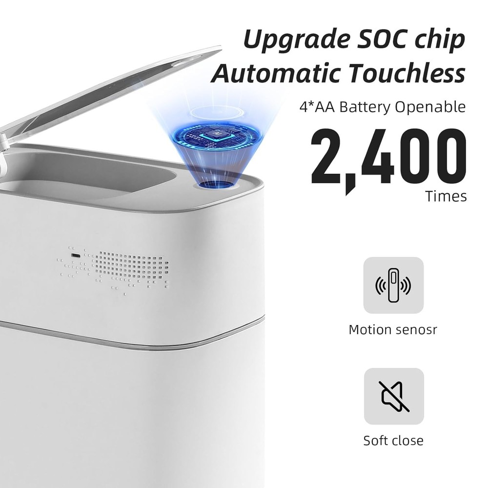 Small Bathroom Trash Cans W/ Lids,Motion Sensor Bathroom Trash Can,Narrow