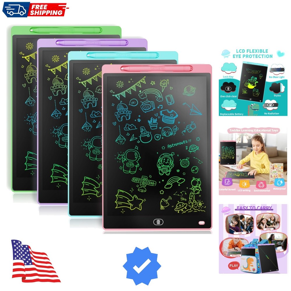 4 Pack] LCD Writing Tablet 8.5-Inch Colorful Doodle Board, Toddler Learning E...