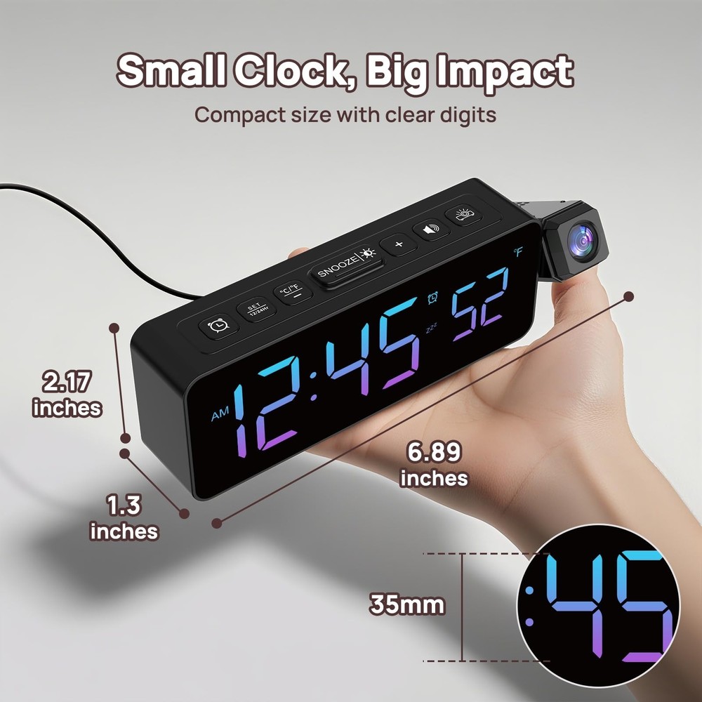 Netzu Projection Alarm Clock for Bedroom Ceiling, Small Compact Plug-in Digit...