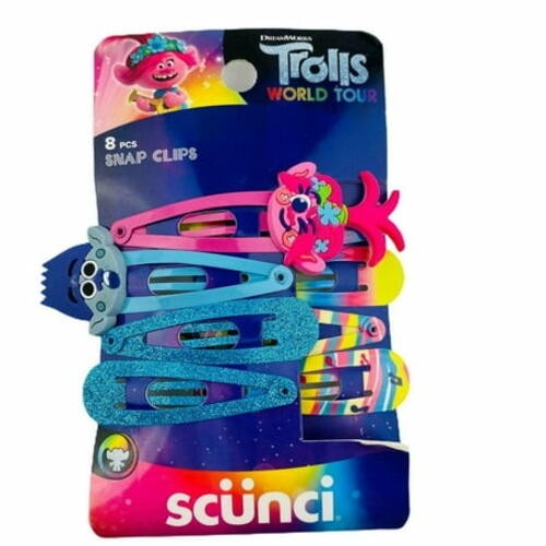 Scunci Trolls World Tour Snap Clips  Multicolor  32 Ct