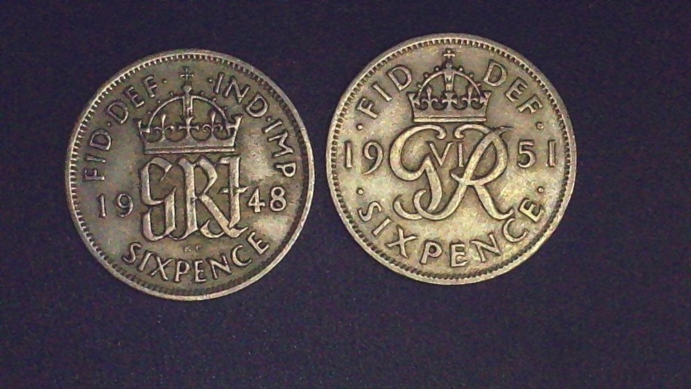 1948 + 1951 Great Britain 6 Pence - Excellent Coins