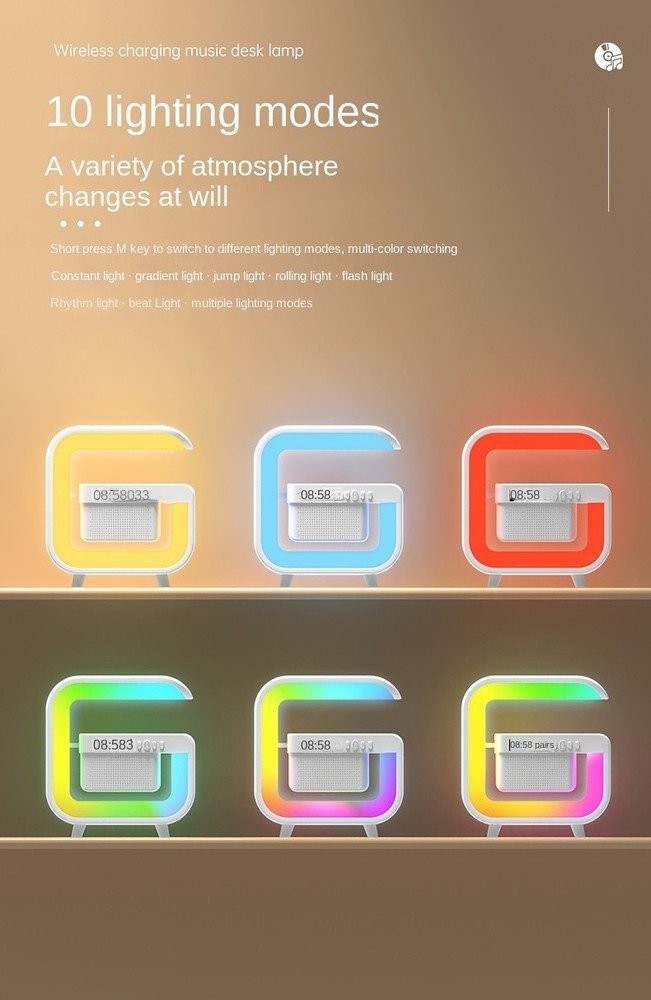 Desktop Alarm Clock with Multifunction Wireless Speaker - Button Control