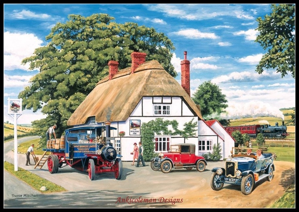 Chart Needlework - Counted Cross Stitch Pattern - Delivery at The Railway Inn