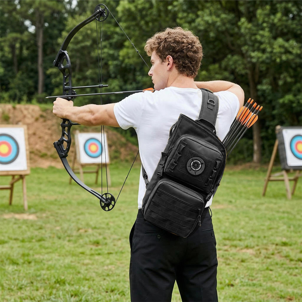 Lightweight Back Arrows Quiver with Molle System Pocket Foldable Hip Arrows Bag